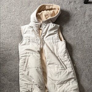 Women's Cream Hooded Vest